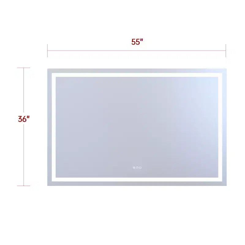 SUMERAIN 55x36 Specchio da Bagno Anti-Appannamento Dimmerabile Continuo a LED Specchio da Parete per Lavabo in Vetro Temperato con Certificazione ETL