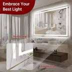 SUMERAIN 55x36 Specchio da Bagno Anti-Appannamento Dimmerabile Continuo a LED Specchio da Parete per Lavabo in Vetro Temperato con Certificazione ETL