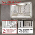 SUMERAIN 55x36 Specchio da Bagno Anti-Appannamento Dimmerabile Continuo a LED Specchio da Parete per Lavabo in Vetro Temperato con Certificazione ETL