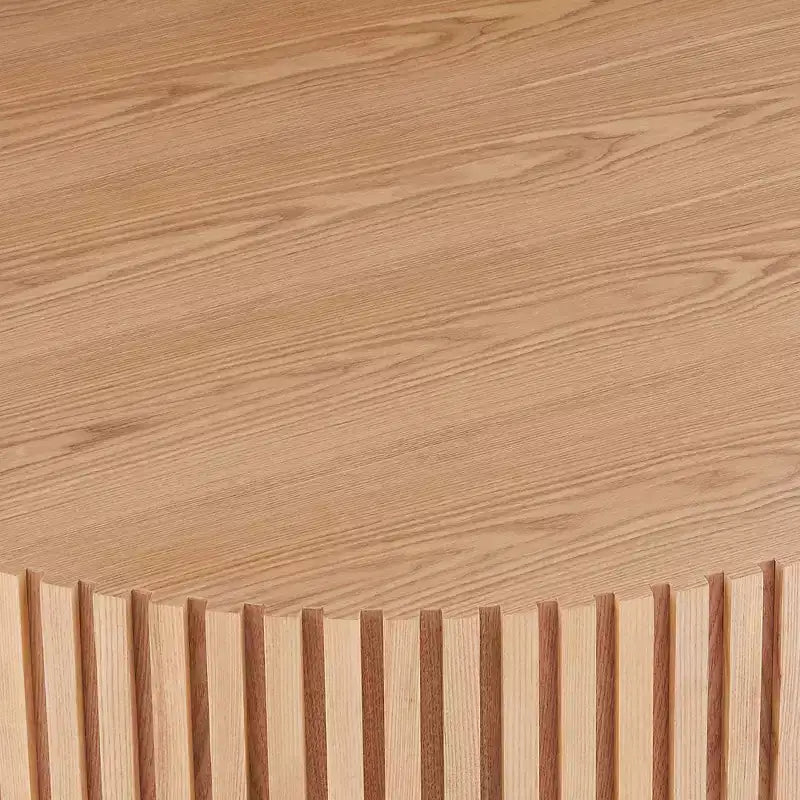 JVNOXK 39.37 Tavolino da caffè in legno naturale, tavolino da caffè moderno artigianale a tamburo rotondo per soggiorno, FRASSINO