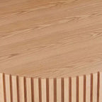 JVNOXK 39.37 Tavolino da caffè in legno naturale, tavolino da caffè moderno artigianale a tamburo rotondo per soggiorno, FRASSINO