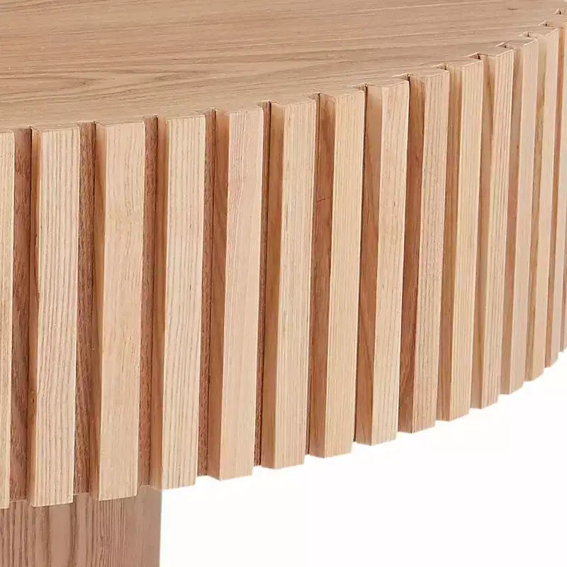 JVNOXK 39.37 Tavolino da caffè in legno naturale, tavolino da caffè moderno artigianale a tamburo rotondo per soggiorno, FRASSINO