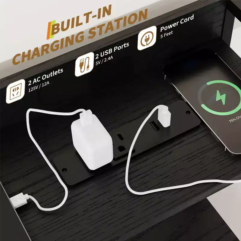 Comò Intelligente con 11 Cassetti in Tessuto, Stazione di Ricarica Integrata e Illuminazione RGB Controllabile tramite App - Design Anti-Ribaltamento per Camera da Letto, Soggiorno, Cabina Armadio