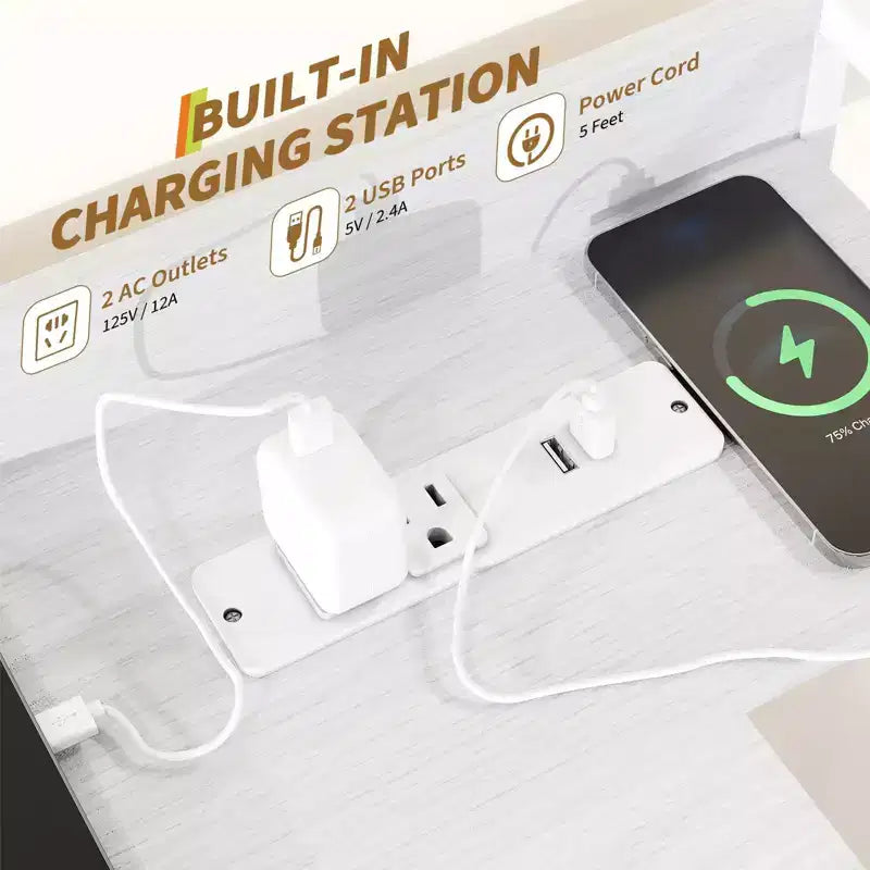 Comò Intelligente con 11 Cassetti in Tessuto, Stazione di Ricarica Integrata e Illuminazione RGB Controllabile tramite App - Design Anti-Ribaltamento per Camera da Letto, Soggiorno, Cabina Armadio
