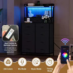 Comò Intelligente con 11 Cassetti in Tessuto, Stazione di Ricarica Integrata e Illuminazione RGB Controllabile tramite App - Design Anti-Ribaltamento per Camera da Letto, Soggiorno, Cabina Armadio