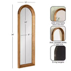 Specchio da parete ad arco in legno Hatherleigh Kate e Laurel, Marrone rustico, 12x36