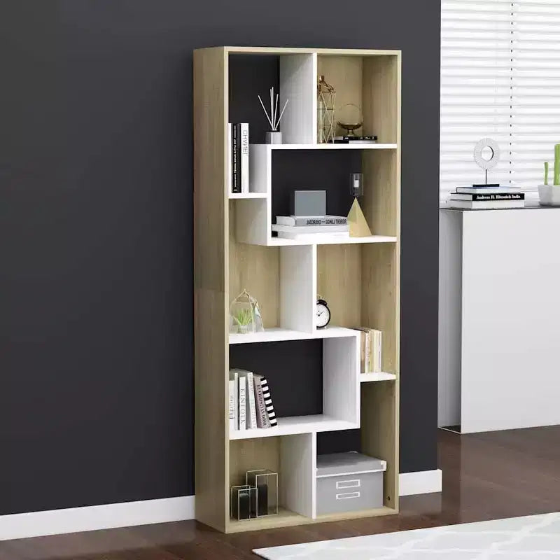 vidaXL Libreria in legno ingegnerizzato bianco e rovere Sonoma
