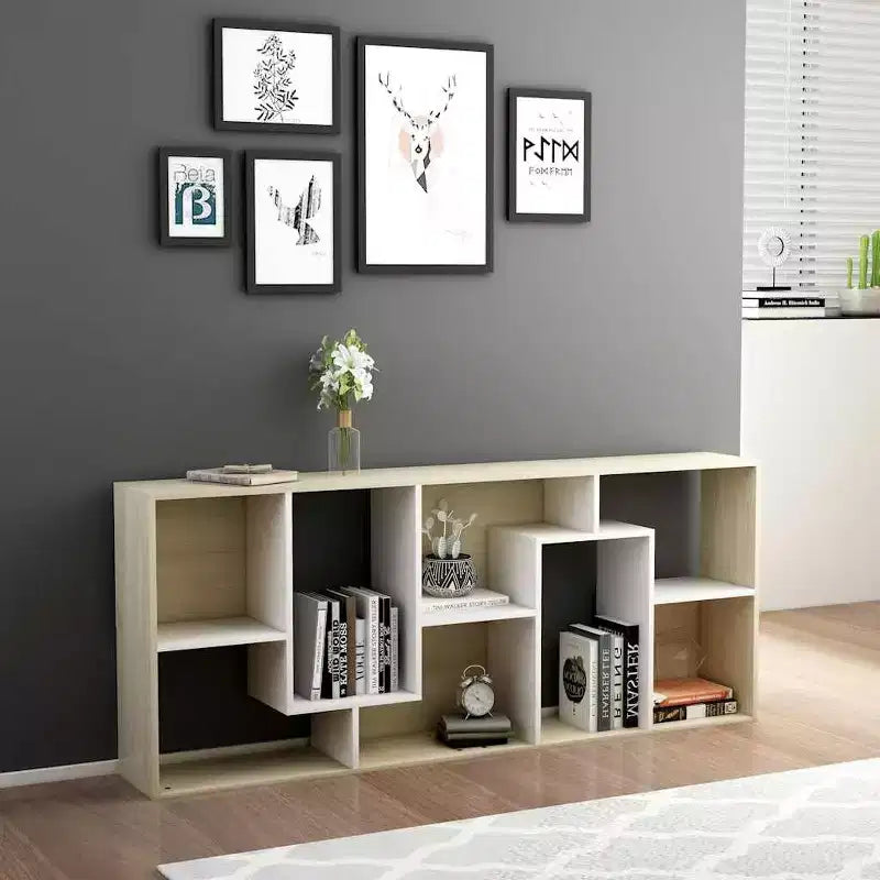 vidaXL Libreria in legno ingegnerizzato bianco e rovere Sonoma