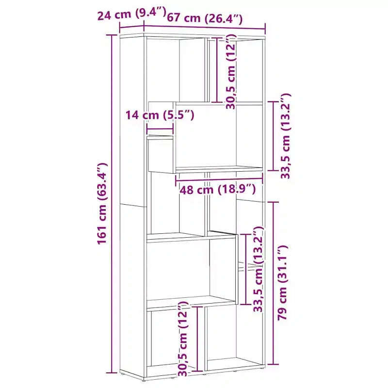 vidaXL Libreria in legno ingegnerizzato bianco e rovere Sonoma