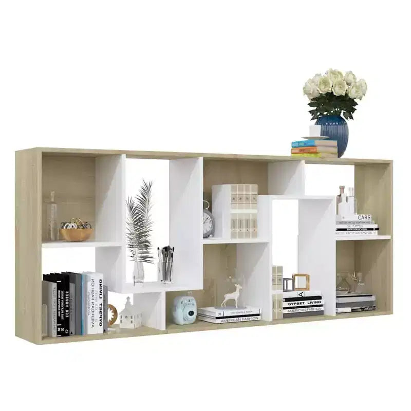 vidaXL Libreria in legno ingegnerizzato bianco e rovere Sonoma
