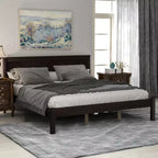 FAMYYT Letto Matrimoniale con Piattaforma e Testiera, Facile Montaggio, Espresso