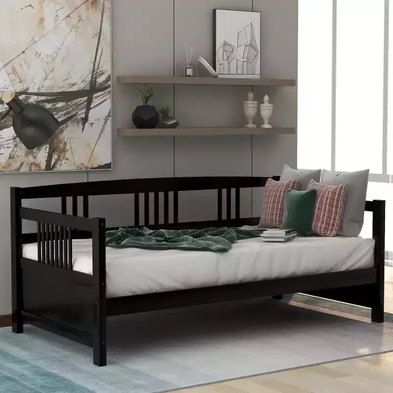FAMYYT Letto a giorno singolo in legno con ampio spazio sottostante per riporre oggetti, facile da montare
