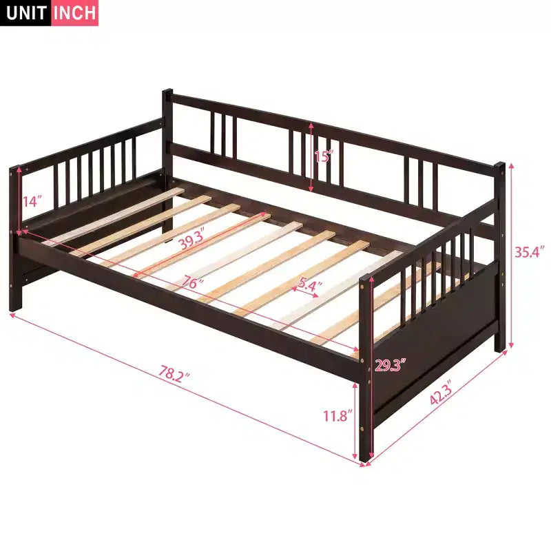 FAMYYT Letto a giorno singolo in legno con ampio spazio sottostante per riporre oggetti, facile da montare