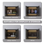 ATJafurn Mobile Dispensa Moderno Alto 160 cm, Credenza da Cucina a 3 Ripiani con Ante in Vetro e Cassetti per Cucina, Soggiorno, Studio