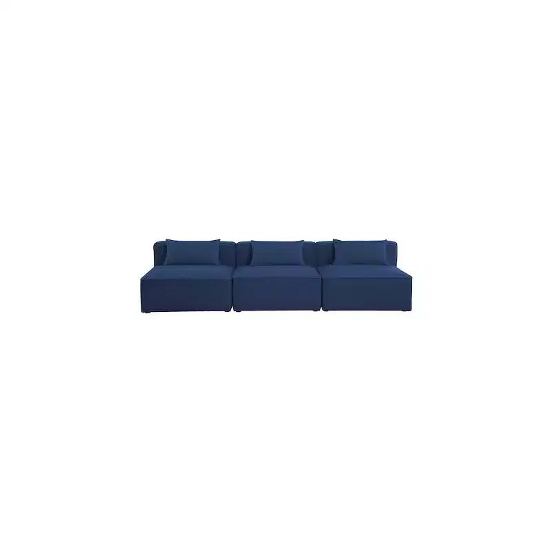 Divano modulare Cube Navy in lino testurizzato resistente di Meridian Furniture