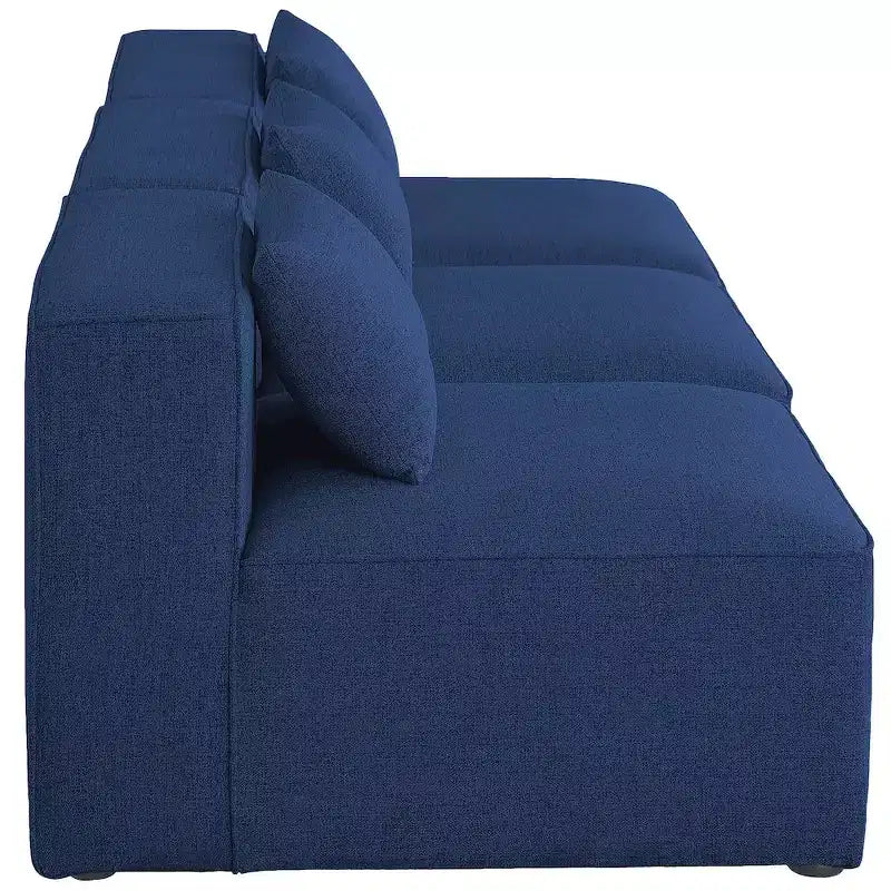 Divano modulare Cube Navy in lino testurizzato resistente di Meridian Furniture