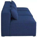 Divano modulare Cube Navy in lino testurizzato resistente di Meridian Furniture