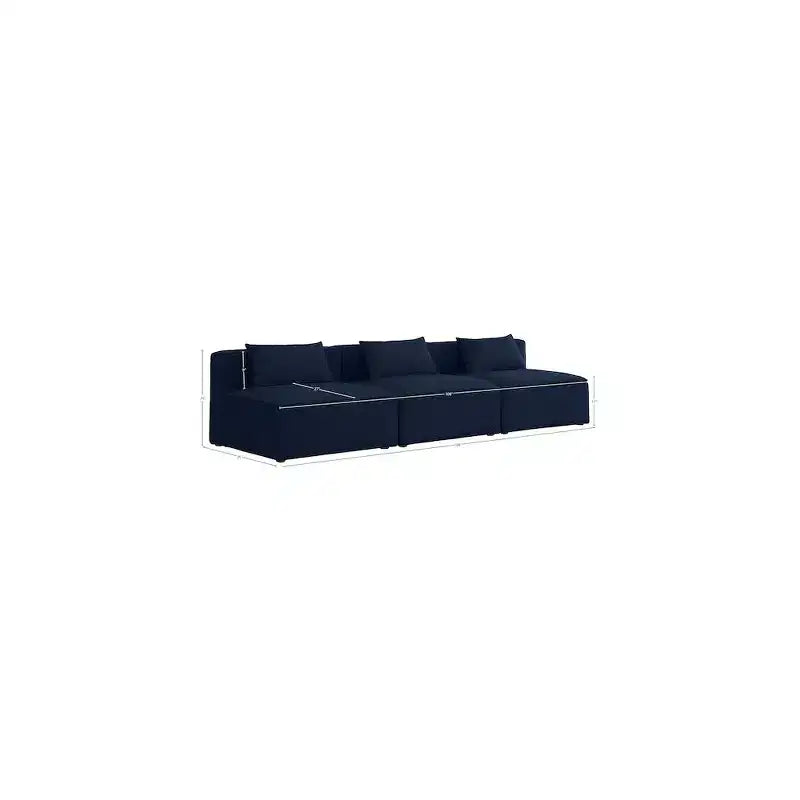 Divano modulare Cube Navy in lino testurizzato resistente di Meridian Furniture