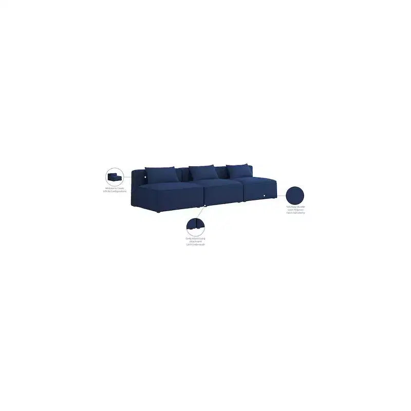 Divano modulare Cube Navy in lino testurizzato resistente di Meridian Furniture