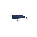 Divano modulare Cube Navy in lino testurizzato resistente di Meridian Furniture