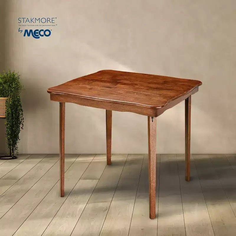 Tavolo da gioco pieghevole tradizionale compatto MECO Stakmore con bordo smerlato, Fruitwood