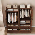 Armadio Guardaroba con 2 Cassetti, Organizer in Legno Alto 183 cm con Asta Appendipebnti, Mobile Contenitore Grande con Ante e Ripiani Regolabili per la Casa