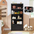 Libreria a 5 Ripiani, Libreria Stile Rustico, Larga 60/80 cm con 2 Ante e Ripiani Regolabili, Scaffale Aperto con Design Antiscivolo per la Casa