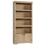 Libreria a 5 Ripiani, Libreria Stile Rustico, Larga 60/80 cm con 2 Ante e Ripiani Regolabili, Scaffale Aperto con Design Antiscivolo per la Casa