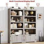 Libreria a 5 Ripiani, Libreria Stile Rustico, Larga 60/80 cm con 2 Ante e Ripiani Regolabili, Scaffale Aperto con Design Antiscivolo per la Casa