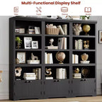 Libreria a 5 Ripiani, Libreria Stile Rustico, Larga 60/80 cm con 2 Ante e Ripiani Regolabili, Scaffale Aperto con Design Antiscivolo per la Casa