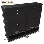 Laukingdom Mobile scarpiera in legno 47 con 4 cassetti a ribalta e 2 cassetti portaoggetti, stile rustico, 1 pezzo