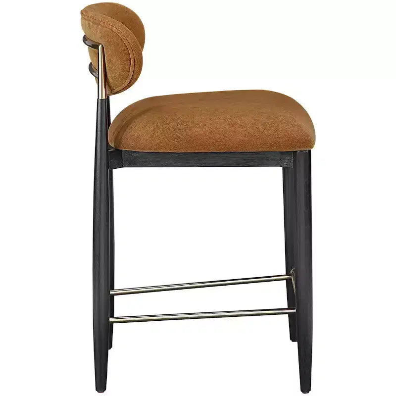 Sgabello da bancone Meridian Furniture Riccio con finitura nera e tessuto performante
