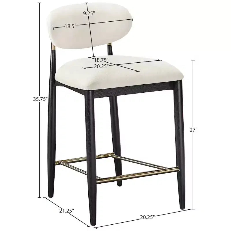 Sgabello da bancone Meridian Furniture Riccio con finitura nera e tessuto performante