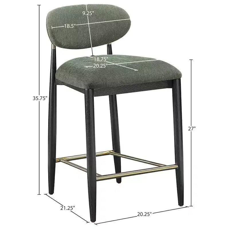 Sgabello da bancone Meridian Furniture Riccio con finitura nera e tessuto performante