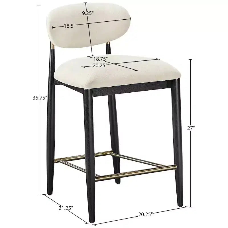 Sgabello da bancone Meridian Furniture Riccio con finitura nera e tessuto performante
