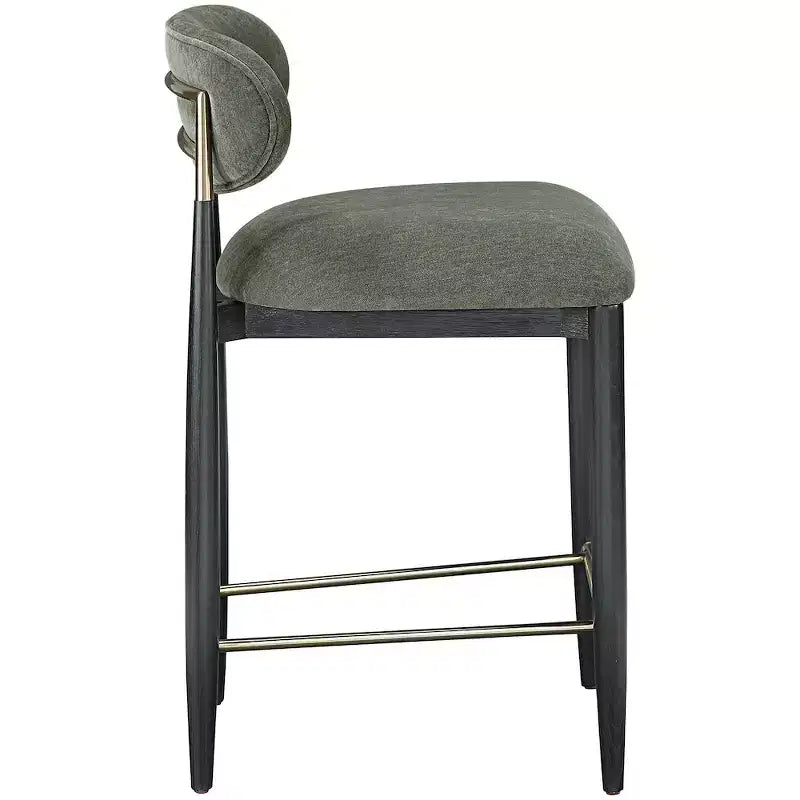 Sgabello da bancone Meridian Furniture Riccio con finitura nera e tessuto performante