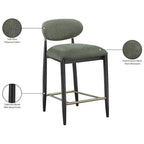 Sgabello da bancone Meridian Furniture Riccio con finitura nera e tessuto performante