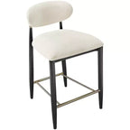 Sgabello da bancone Meridian Furniture Riccio con finitura nera e tessuto performante