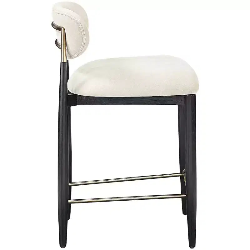 Sgabello da bancone Meridian Furniture Riccio con finitura nera e tessuto performante