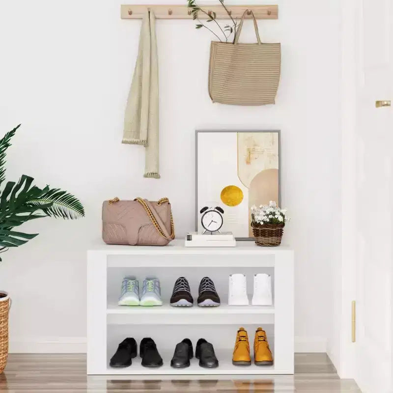 vidaXL Scarpiera Bianca in Legno Ingegnerizzato Scarpiera Standard Rettangolare