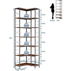 Libreria angolare a 7 ripiani, libreria aperta a L da 78H con struttura in metallo, scaffale portaoggetti aperto autoportante per camera da letto, soggiorno, ufficio