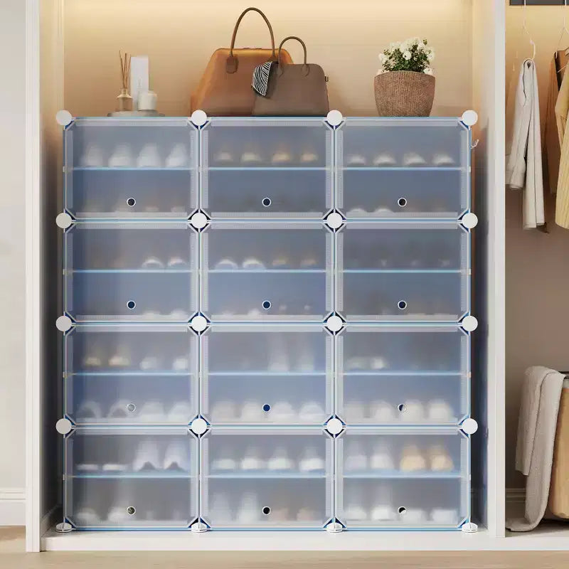 Scarpiera a 8 Ripiani a Tripla Colonna con Ganci, Scaffale Organizzatore di Calzature Extra Large a 24 Scomparti Autoportante per Guardaroba e Ingresso di Famiglia, Nero