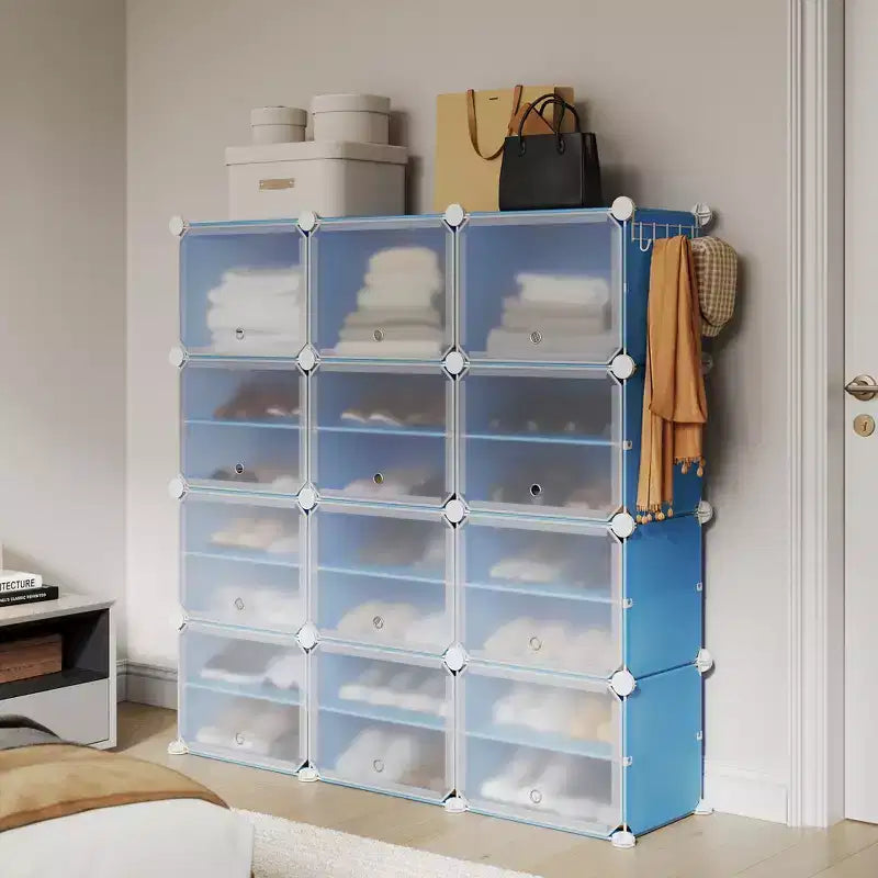 Scarpiera a 8 Ripiani a Tripla Colonna con Ganci, Scaffale Organizzatore di Calzature Extra Large a 24 Scomparti Autoportante per Guardaroba e Ingresso di Famiglia, Nero