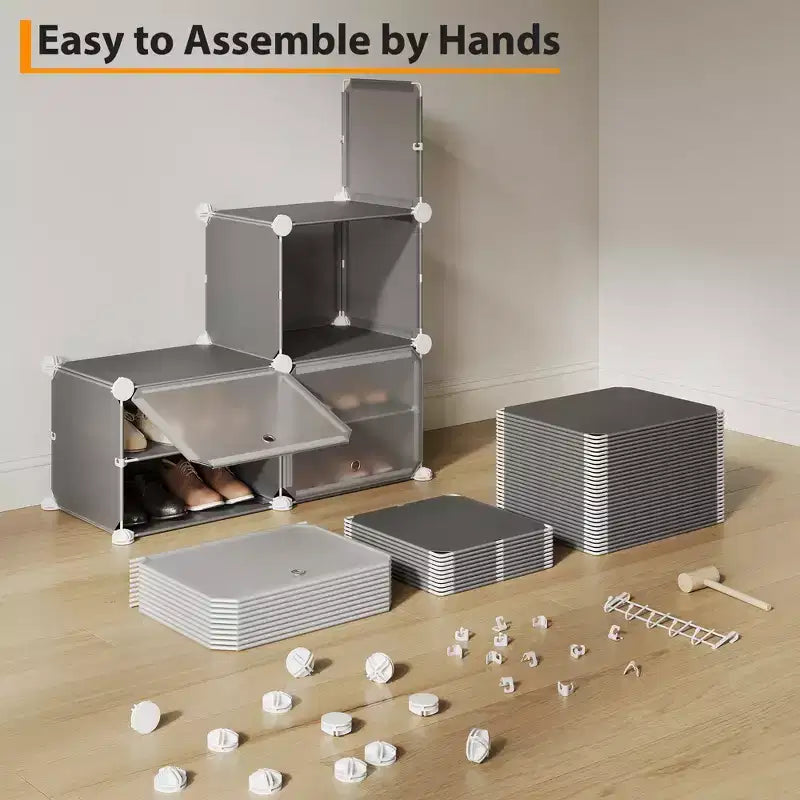 Scarpiera a 8 Ripiani a Tripla Colonna con Ganci, Scaffale Organizzatore di Calzature Extra Large a 24 Scomparti Autoportante per Guardaroba e Ingresso di Famiglia, Nero