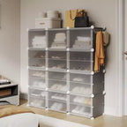 Scarpiera a 8 Ripiani a Tripla Colonna con Ganci, Scaffale Organizzatore di Calzature Extra Large a 24 Scomparti Autoportante per Guardaroba e Ingresso di Famiglia, Nero