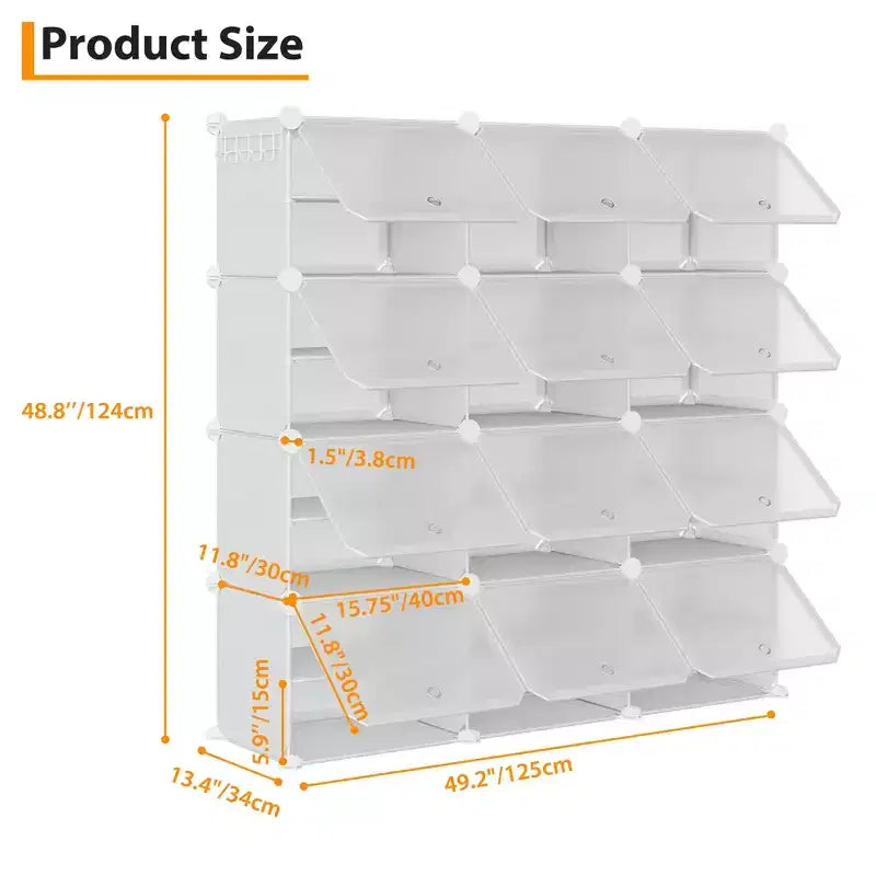 Scarpiera a 8 Ripiani a Tripla Colonna con Ganci, Scaffale Organizzatore di Calzature Extra Large a 24 Scomparti Autoportante per Guardaroba e Ingresso di Famiglia, Nero