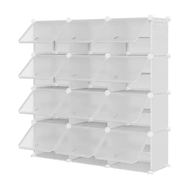 Scarpiera a 8 Ripiani a Tripla Colonna con Ganci, Scaffale Organizzatore di Calzature Extra Large a 24 Scomparti Autoportante per Guardaroba e Ingresso di Famiglia, Nero