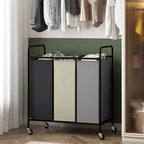 Carrello portabiancheria con 2 sacche, 80L, con ruote bloccabili. Grande cesto organizer a 2 scomparti per vestiti sporchi e giocattoli
