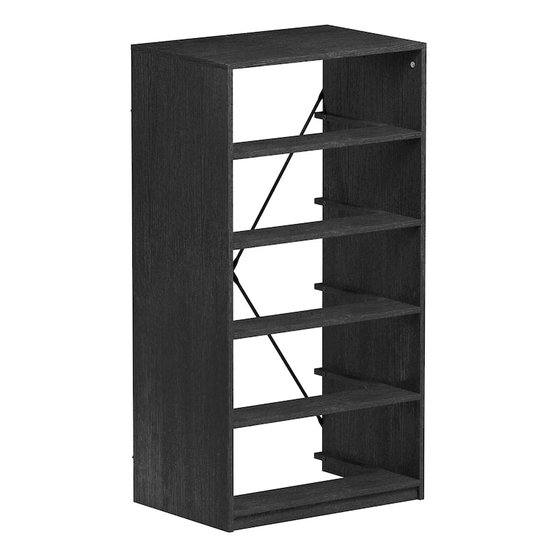 Comodino moderno a 5 cassetti in tessuto con struttura in MDF – Nero/Bianco, singolo