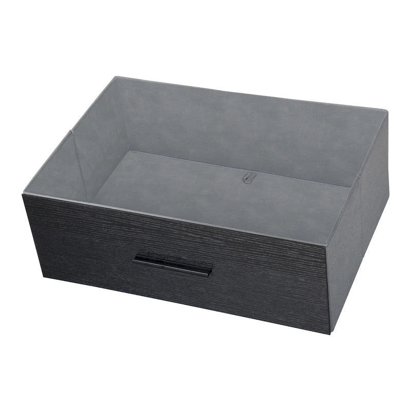 Comodino moderno a 5 cassetti in tessuto con struttura in MDF – Nero/Bianco, singolo